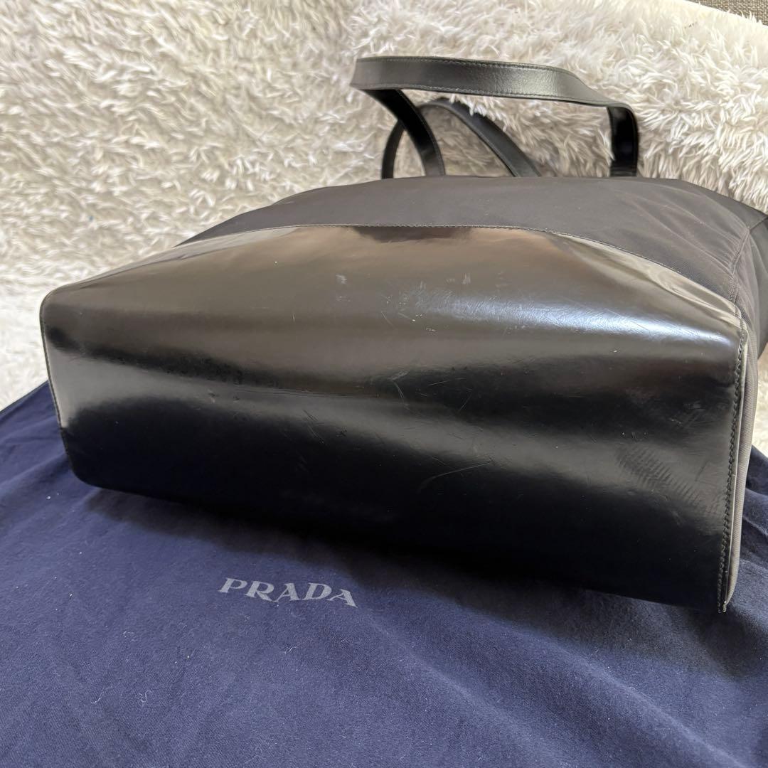 【希少 美品】プラダ リナイロン テスート トートバッグ レザーコンビ 黒