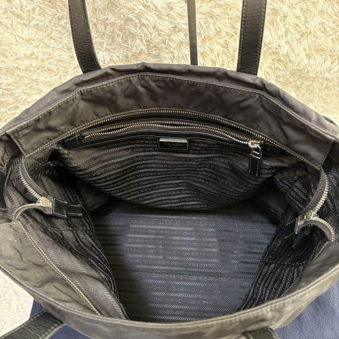 【希少 美品】プラダ リナイロン テスート トートバッグ レザーコンビ 黒
