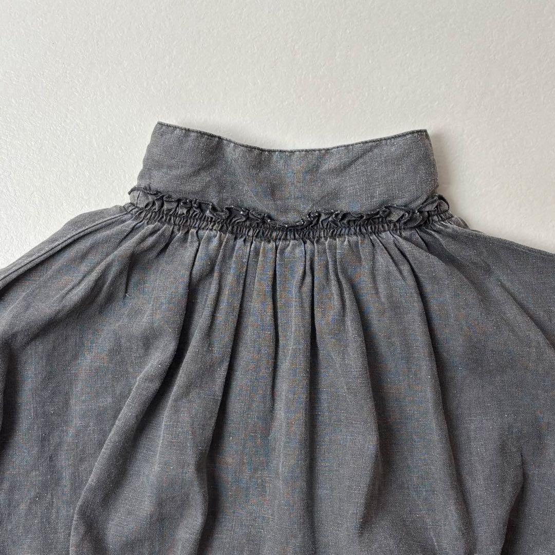 ネストローブ　天然染め ハイネック2wayブラウス　グレー