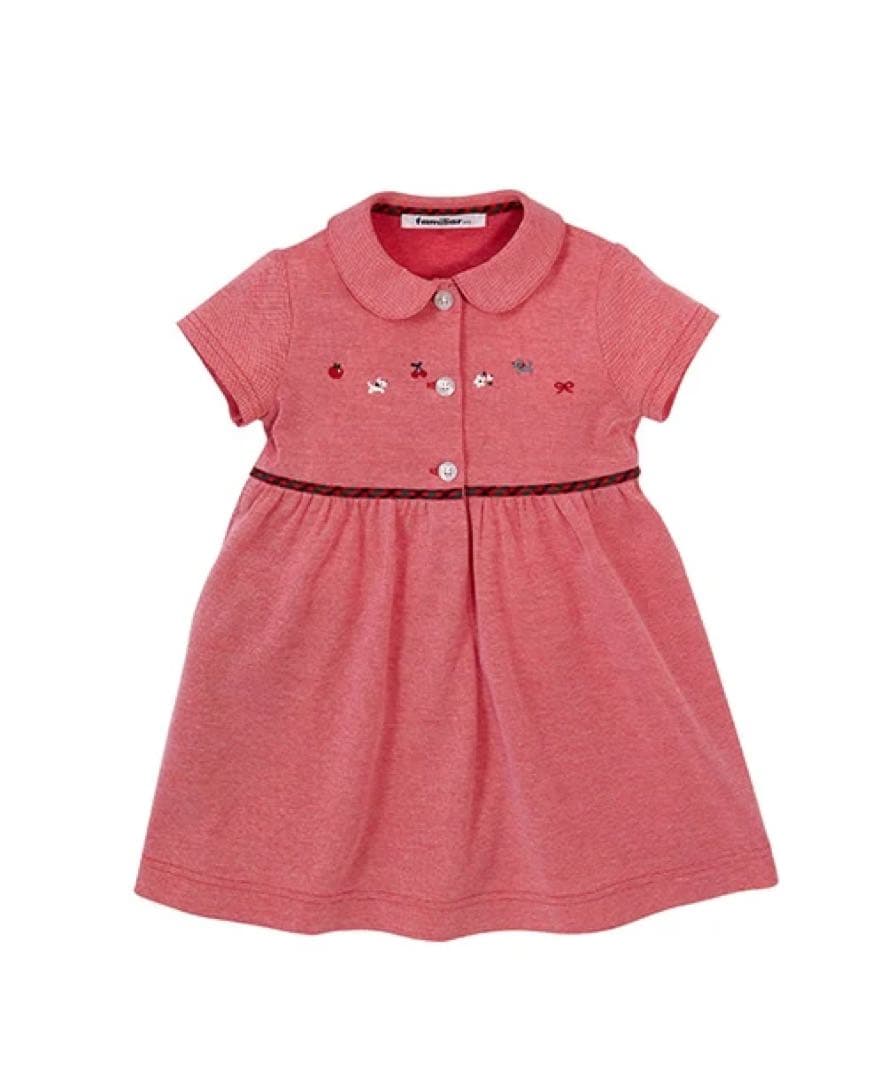 【美品】ファミリア familiar ワンピース　半袖　鹿の子　90 現行品