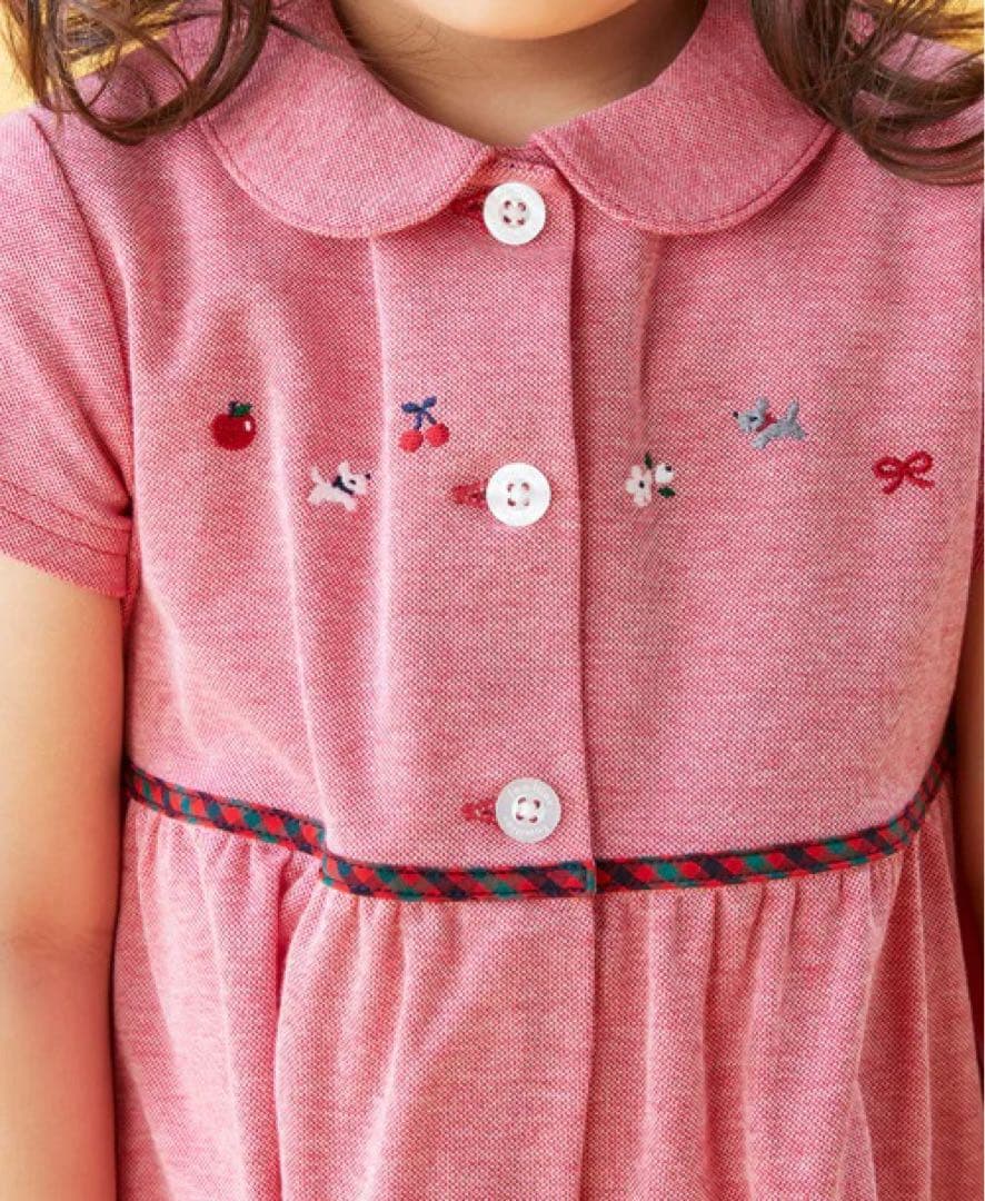 【美品】ファミリア familiar ワンピース　半袖　鹿の子　90 現行品