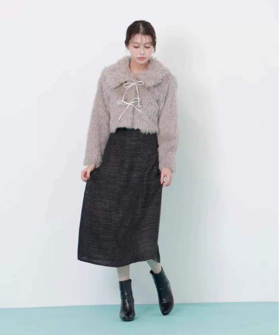 リボンダッフルショートファーコート　JILLSTUART