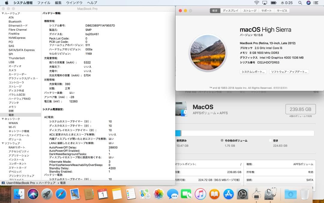 MacBook Pro Retina (Late 2012)、8GB、256GB