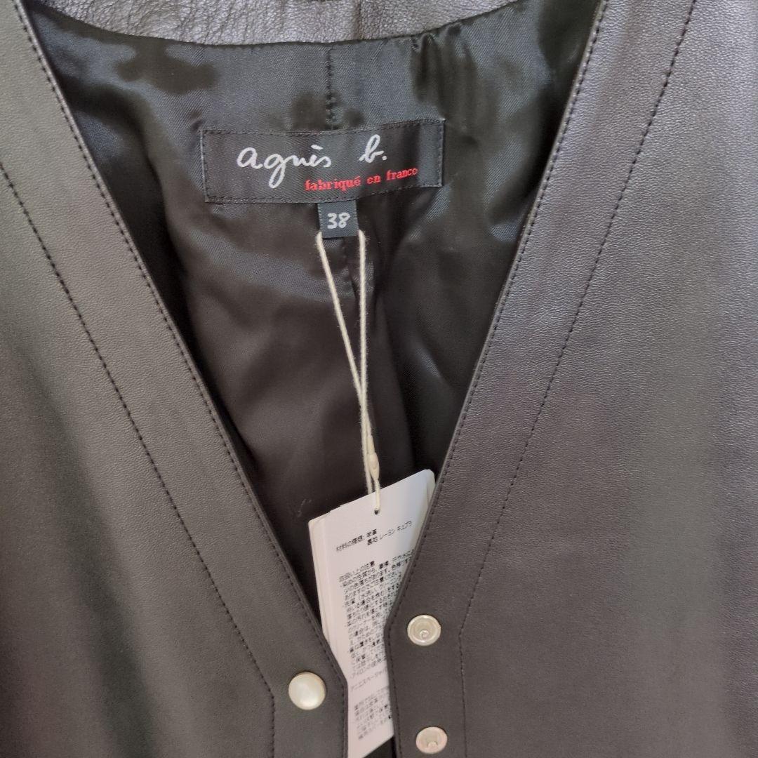 【新品未使用】アニエスベー　レザージャケット　黒　38　羊革
