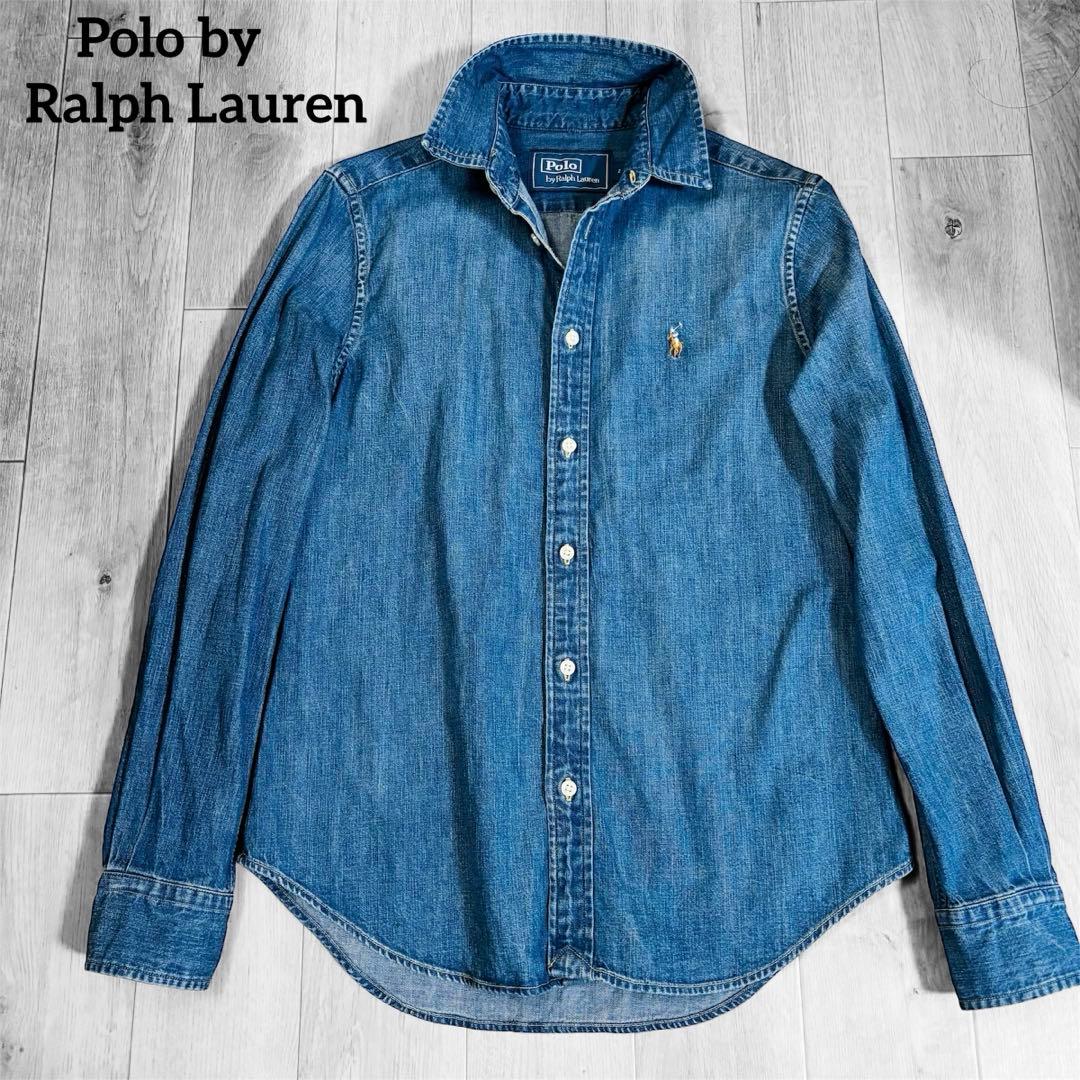ポロラルフローレン デニムシャツ　ダンガリー　ポニー刺繍ロゴ コットン ゆったり