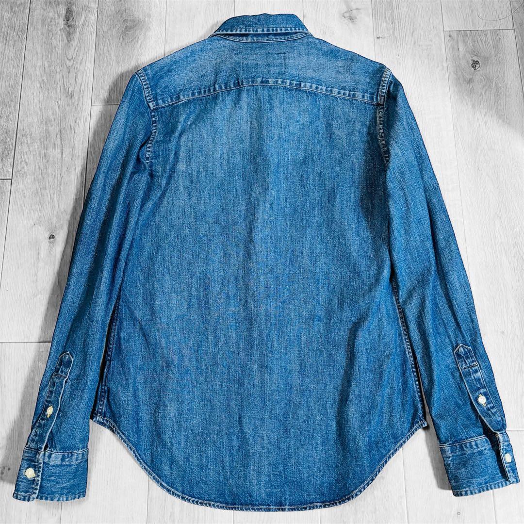 ポロラルフローレン デニムシャツ　ダンガリー　ポニー刺繍ロゴ コットン ゆったり