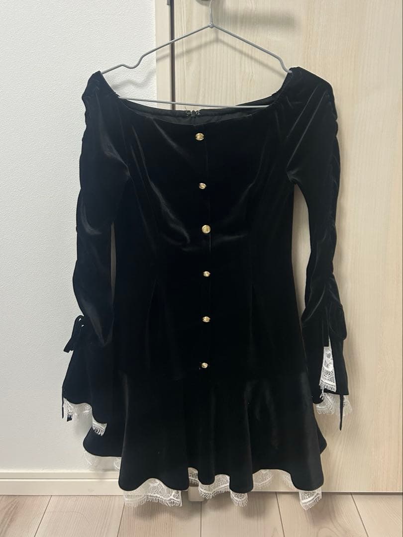 ワンピース M me eme Classical velvet mini onepiece
