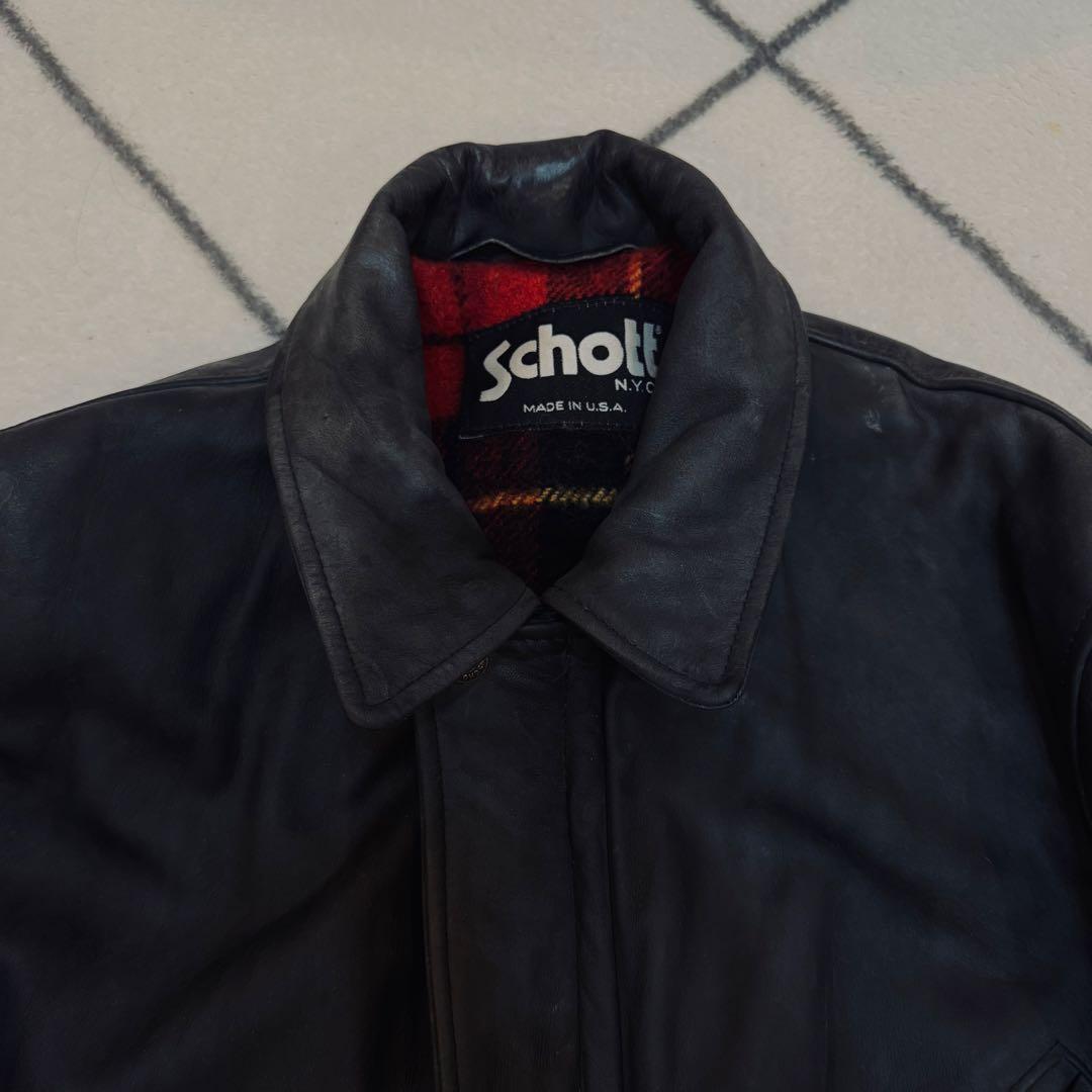 レアモデル　Schott ヌバックレザージャケット 36　ハーフコート