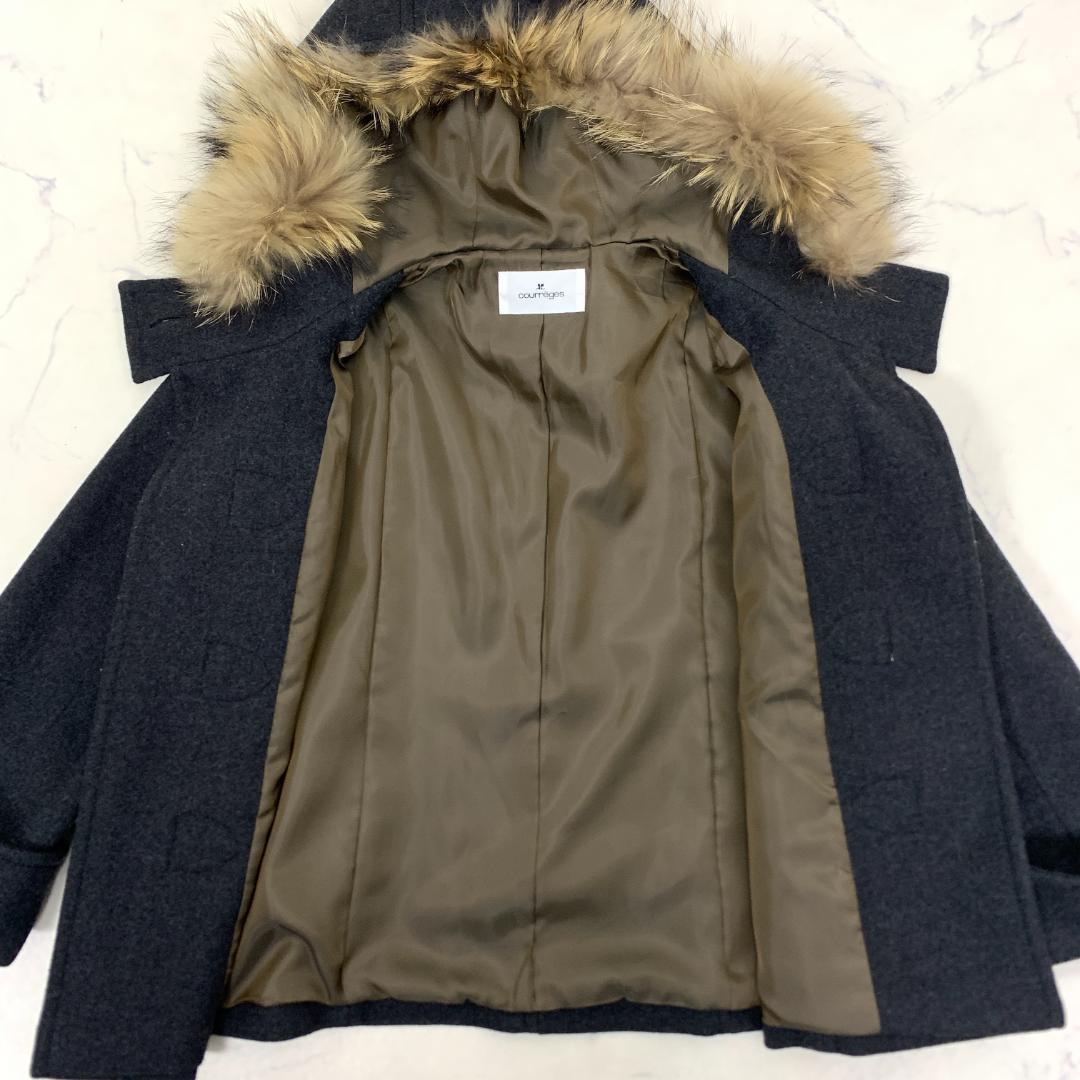 LA8775 クレージュ ショート丈コート グレー ウール100％ 38