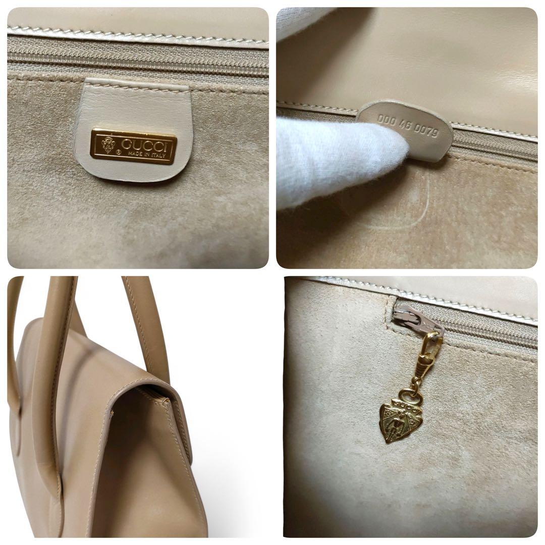 美品✨オールドグッチ インターロッキング ハンドバッグ レザー ベージュ 廃盤