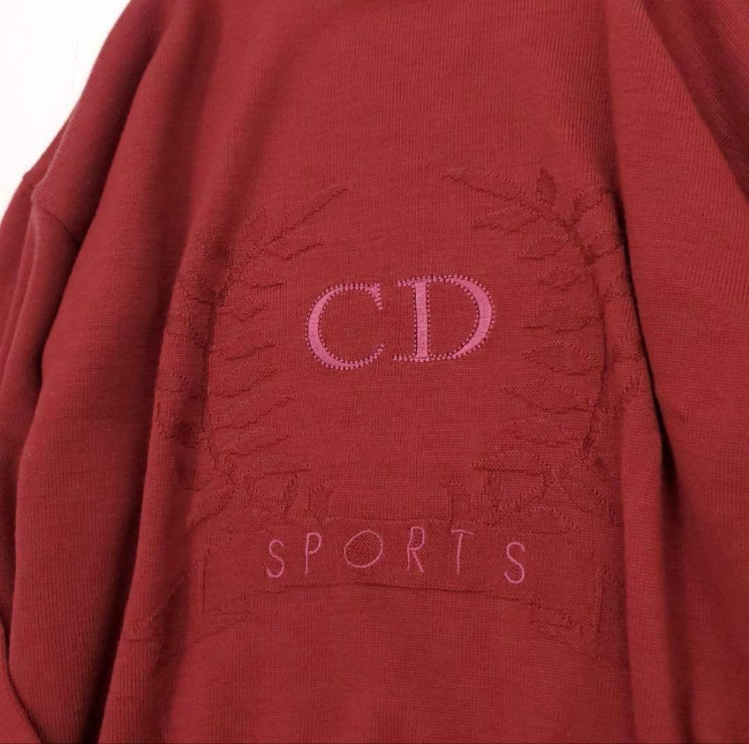 クリスチャンディオール ニットセーター ロゴ刺繍 オーバーサイズ ボルドー