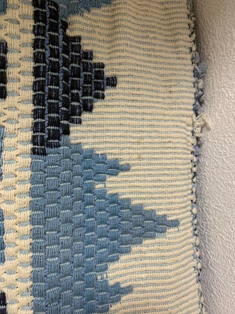 幾何学模様のラグ キリム 絨毯 インド 昭和レトロ 当時物