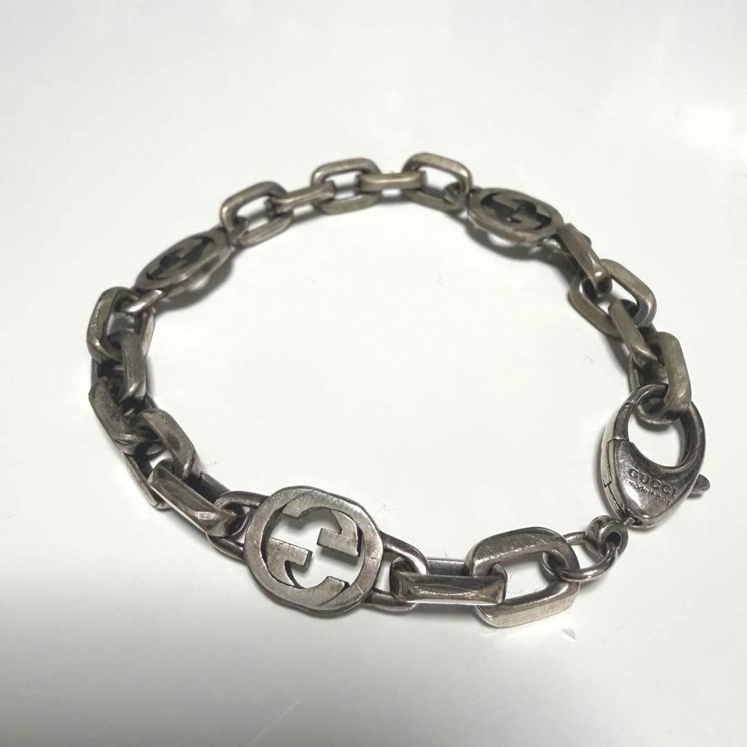 GUCCI グッチ インターロッキング チェーン ブレスレット シルバー