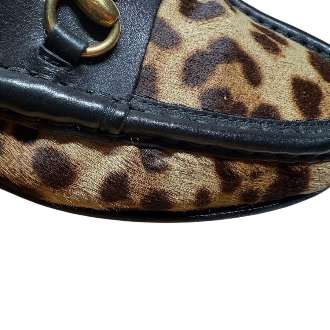 美品 レオパード ヒョウ柄 グッチ GUCCI ビットローファー ローファー