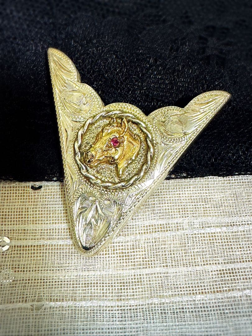 ビンテージ⭐︎ウェスタンカラーチップとスカーフリング3点セット10K&ルビー