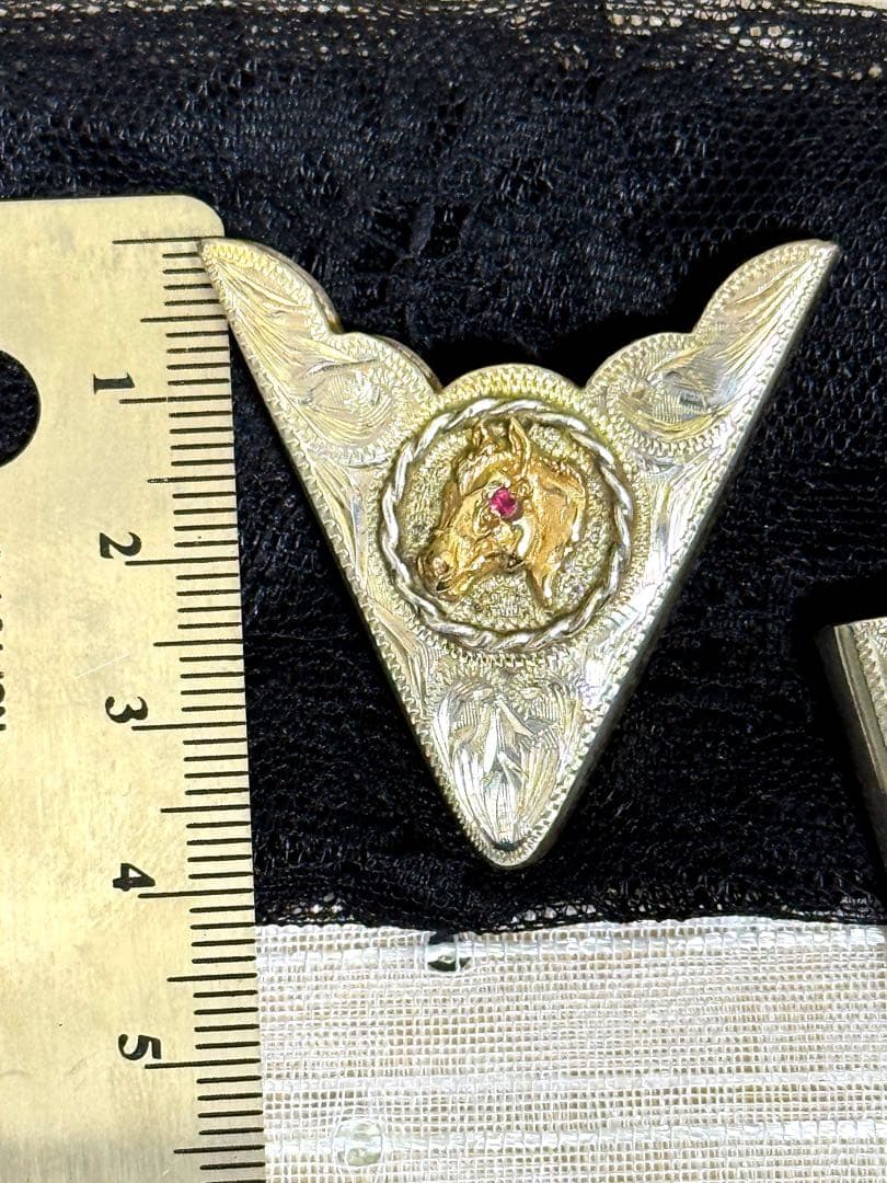 ビンテージ⭐︎ウェスタンカラーチップとスカーフリング3点セット10K&ルビー