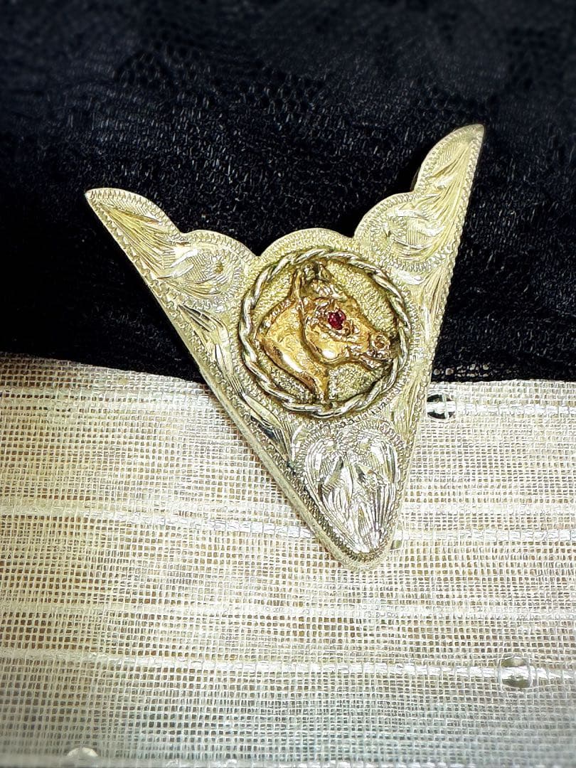 ビンテージ⭐︎ウェスタンカラーチップとスカーフリング3点セット10K&ルビー