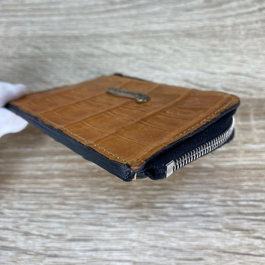 ビルウォールレザー　ケース ラウンドジップレザー クロコ　オレンジ