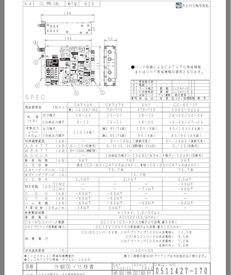 サン電子 30dB型マルチブースター