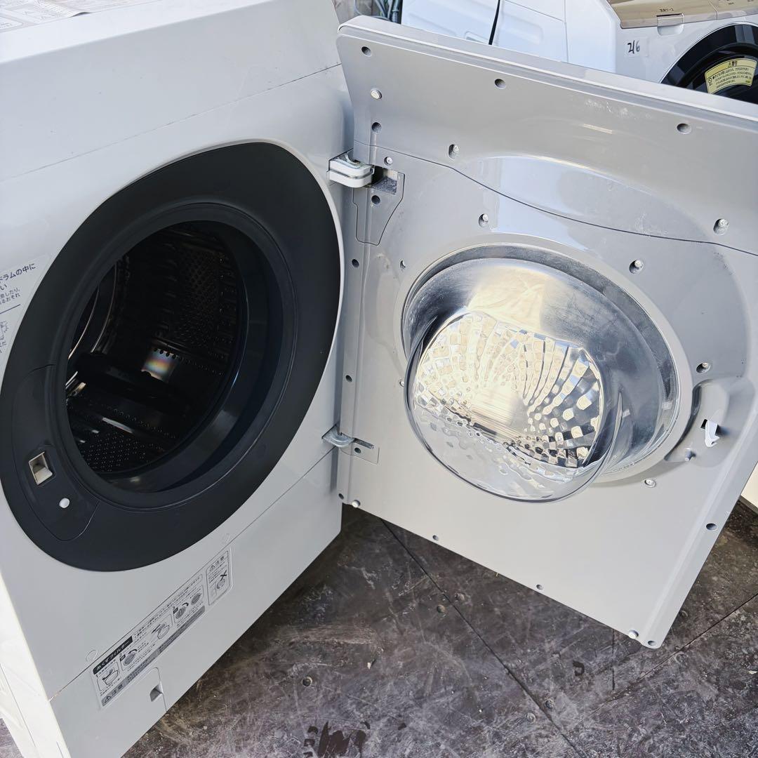 85運搬取付無料！シルバー純正SHARP右開きドラム式乾燥洗濯機！完動品超美品！