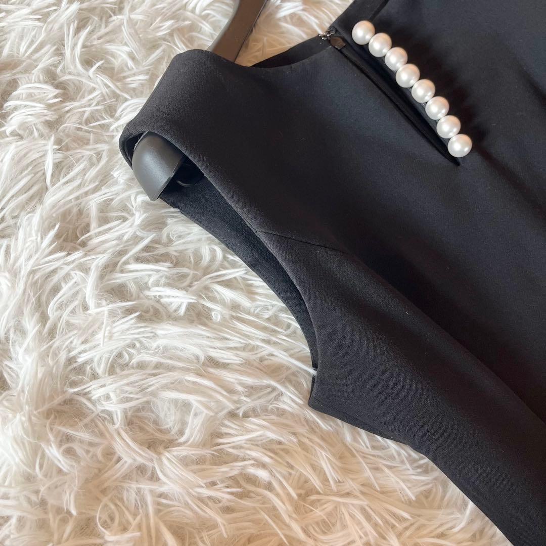 美品✨ ヨーコチャン パール Aライン ワンピース ドレス ブラック 38