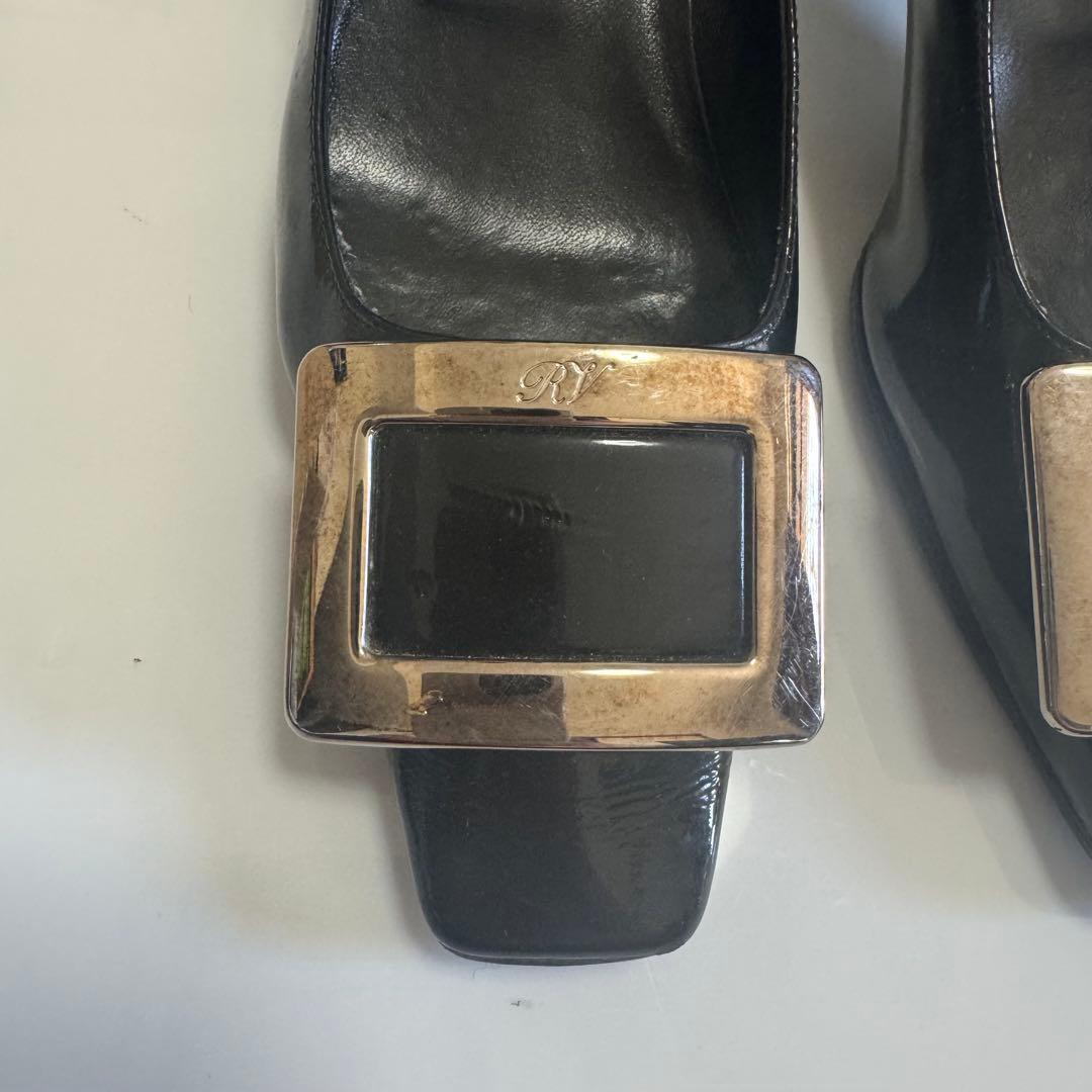 ロジェヴィヴィエ パンプス エナメル レザー シルバー金具 黒