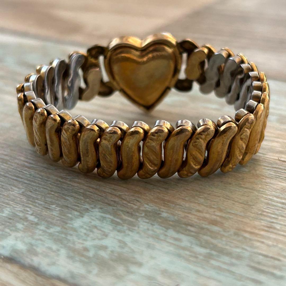 40s US NAVY スウィートハートジュエリー 蛇腹ブレスレット 金張り