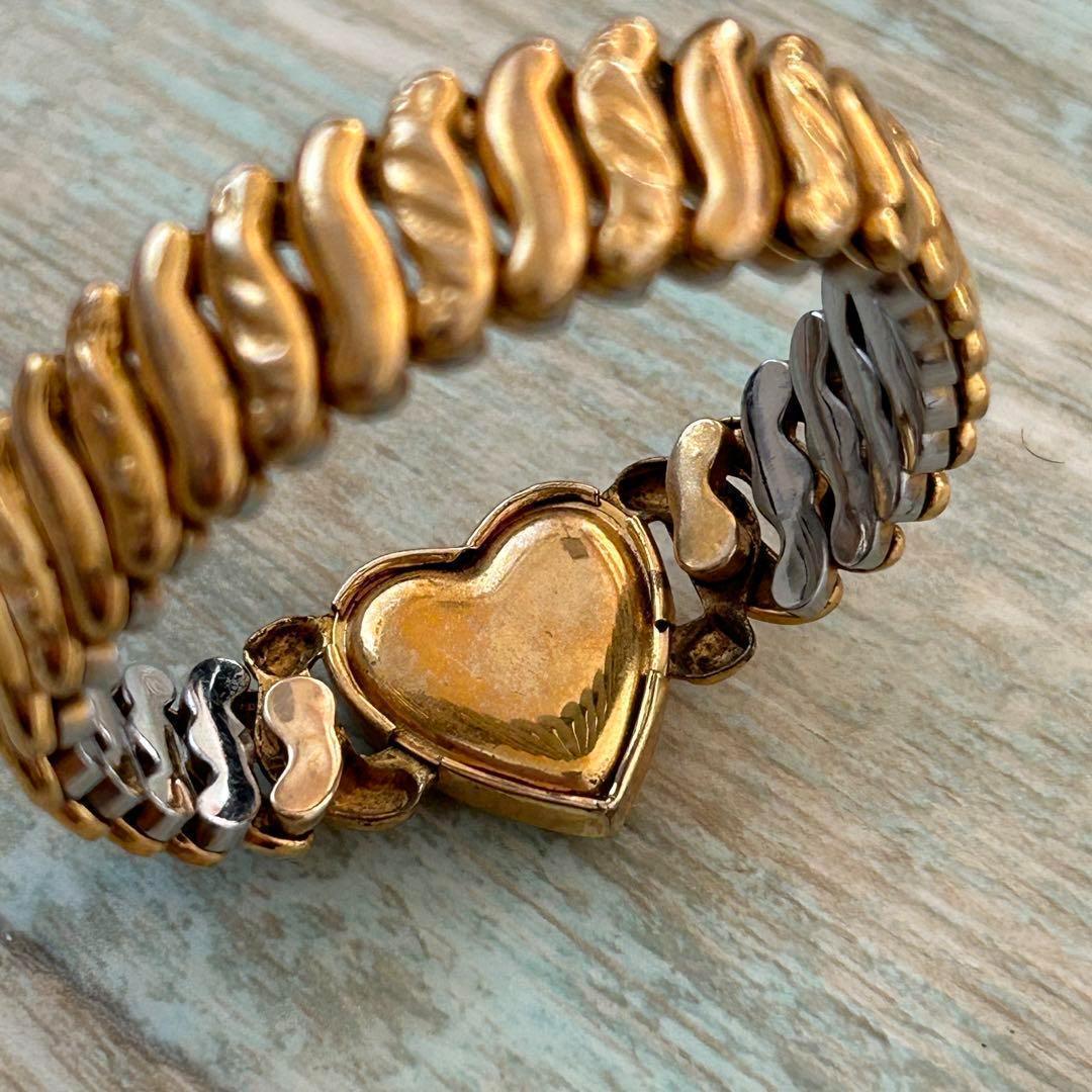 40s US NAVY スウィートハートジュエリー 蛇腹ブレスレット 金張り