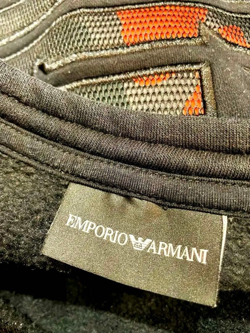m*7様 EMPORIO ARMANI 黒トレーナー サイドジッパー XL レッ