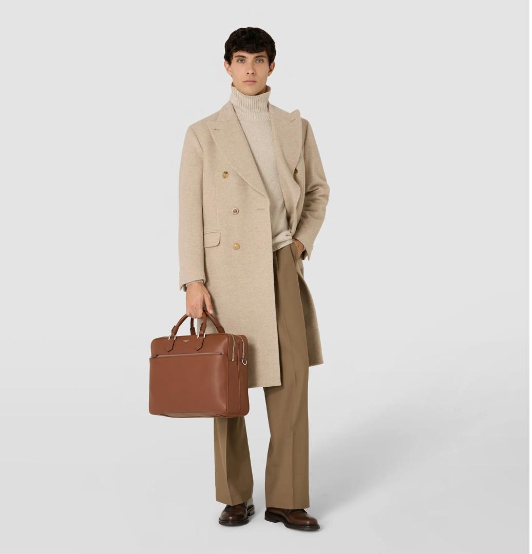 SERAPIAN カシミアレザー製 ラージ ブリーフケース セラピアン ブラウン