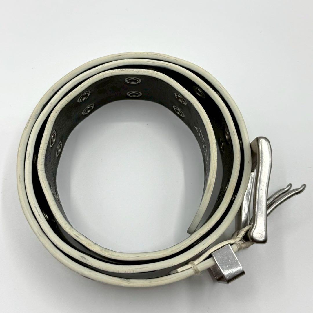 希少✨バーバリーブラックレーベル レザーベルト ダブルピンPaul 白 黒 箱付