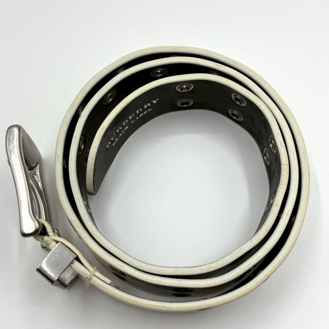 希少✨バーバリーブラックレーベル レザーベルト ダブルピンPaul 白 黒 箱付