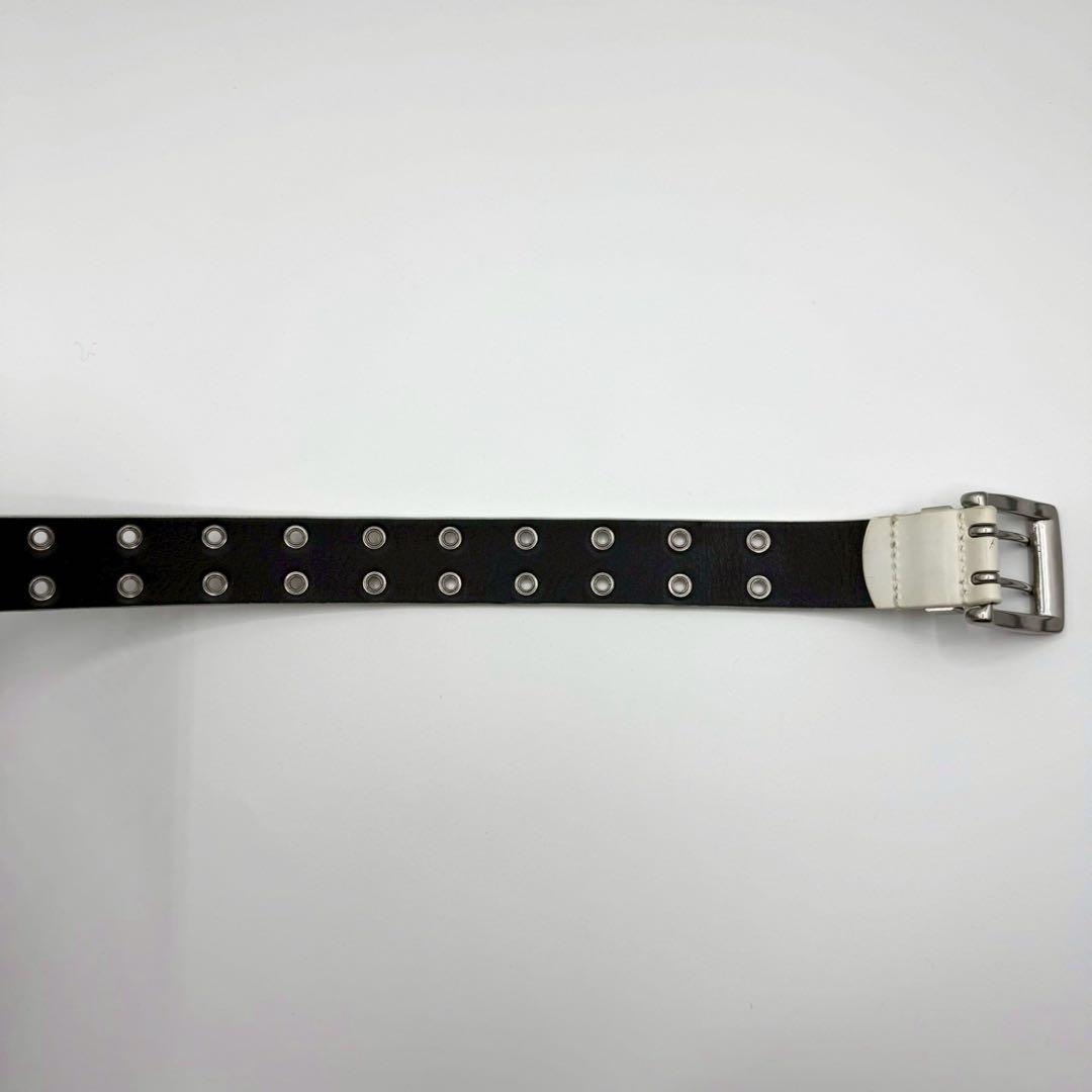 希少✨バーバリーブラックレーベル レザーベルト ダブルピンPaul 白 黒 箱付