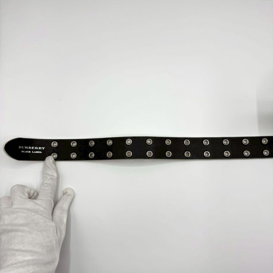 希少✨バーバリーブラックレーベル レザーベルト ダブルピンPaul 白 黒 箱付