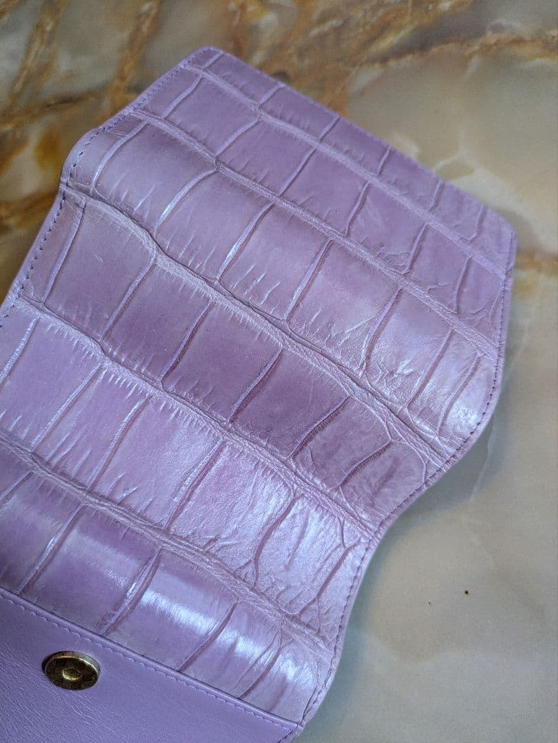 淡紫の園　最高級マットクロコダイルミドルウォレット　希少ラベンダー　未使用品