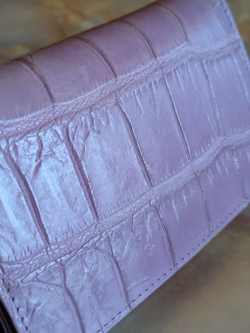 淡紫の園　最高級マットクロコダイルミドルウォレット　希少ラベンダー　未使用品