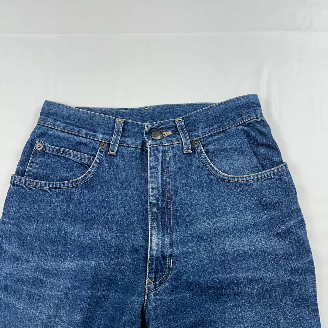 P78 美品 L フェンディ ロゴボタン デニムパンツ インディゴ レディース