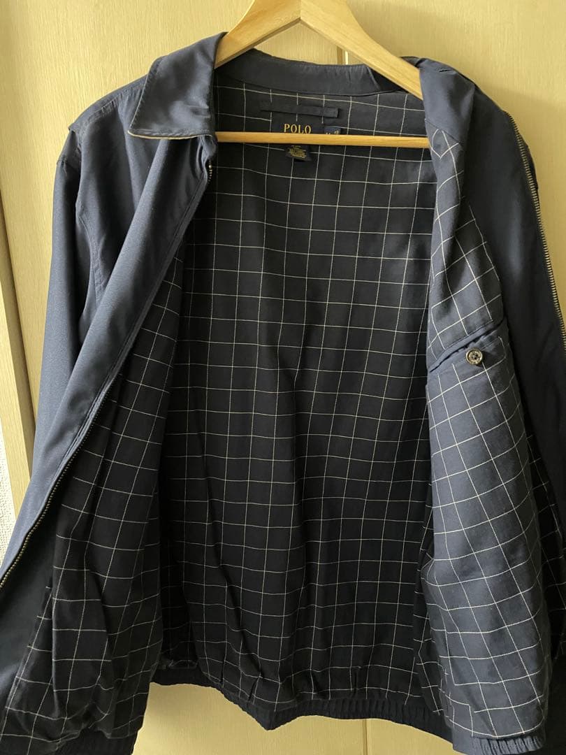 ポロ　ラルフローレン スイングトップ ネイビー 裏地チェック サイズM