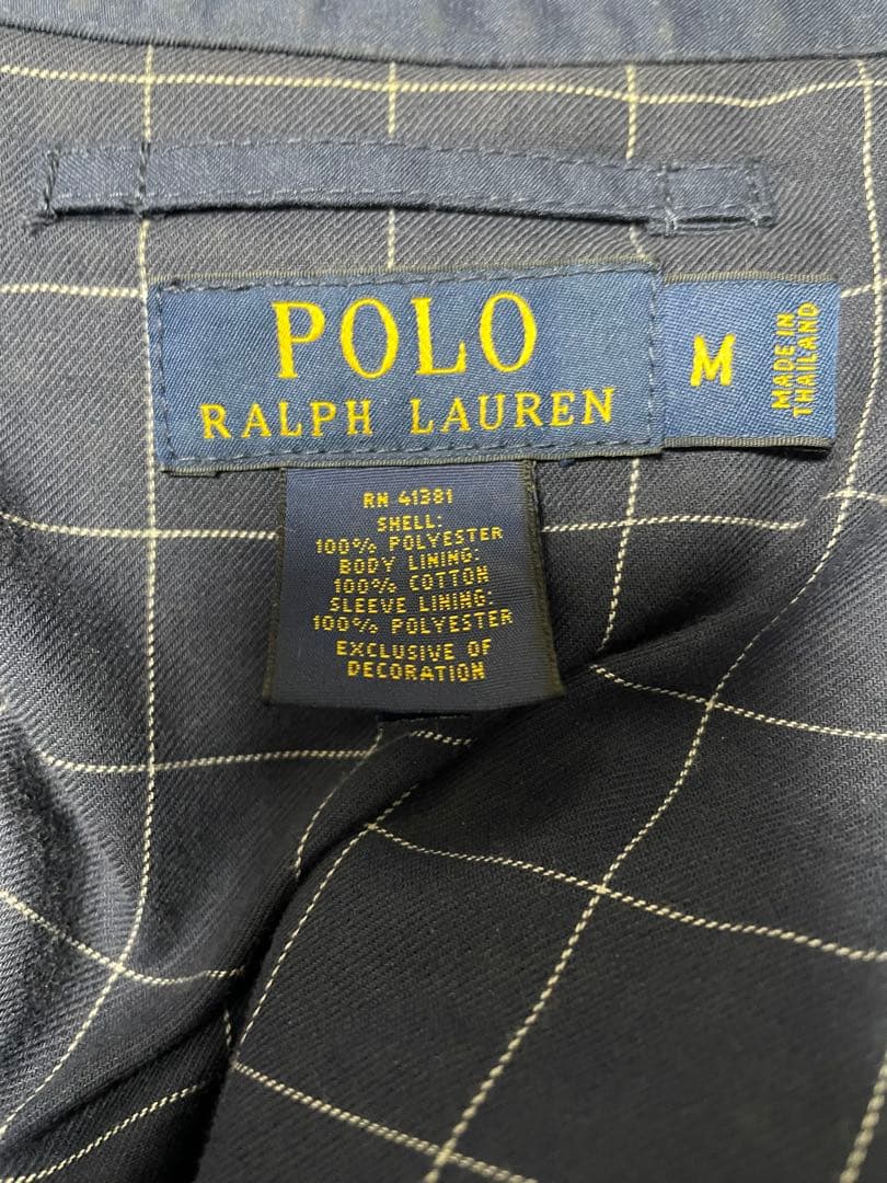 ポロ　ラルフローレン スイングトップ ネイビー 裏地チェック サイズM