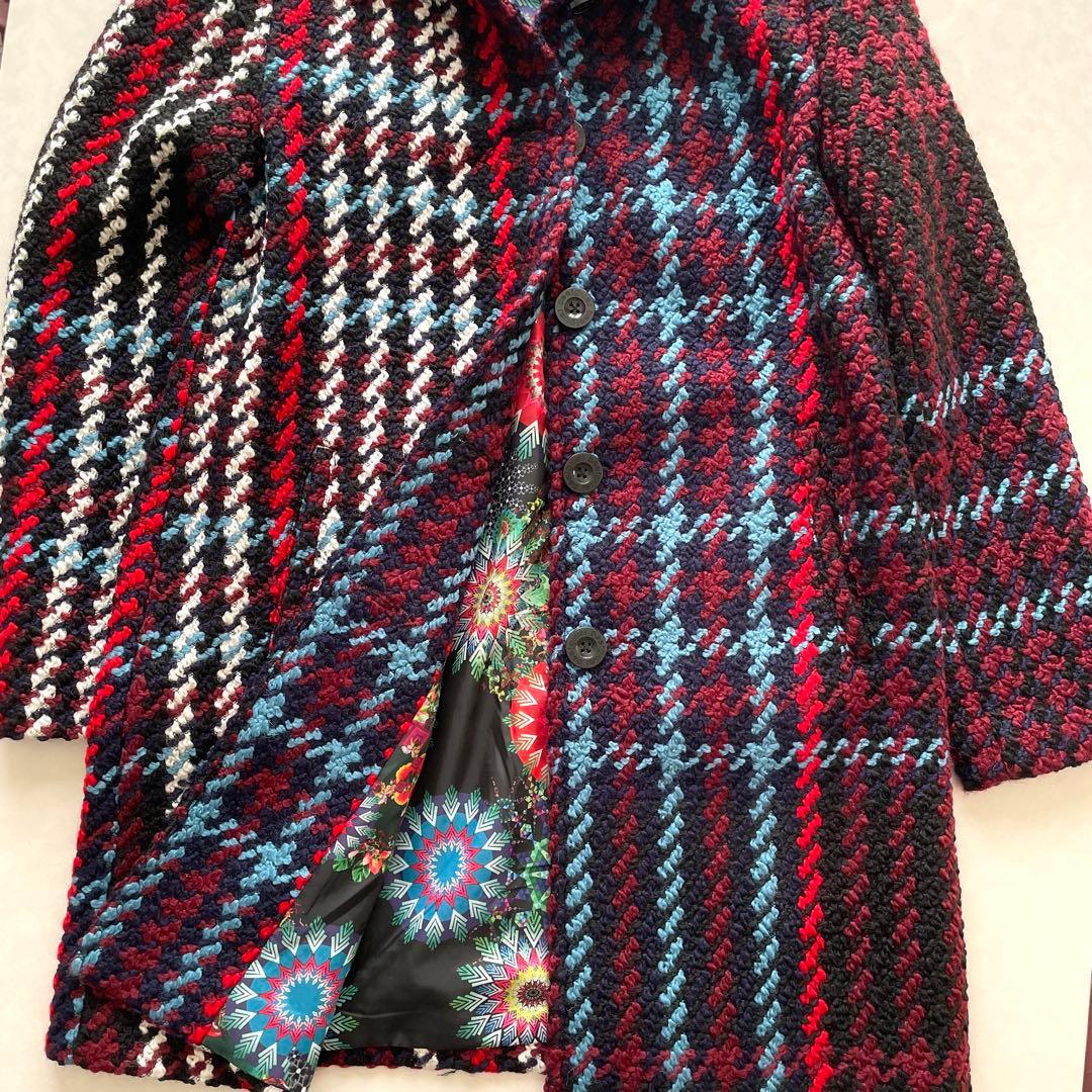 Desigual デシグアル　チェック　コート　チェスターコート　マルチカラー