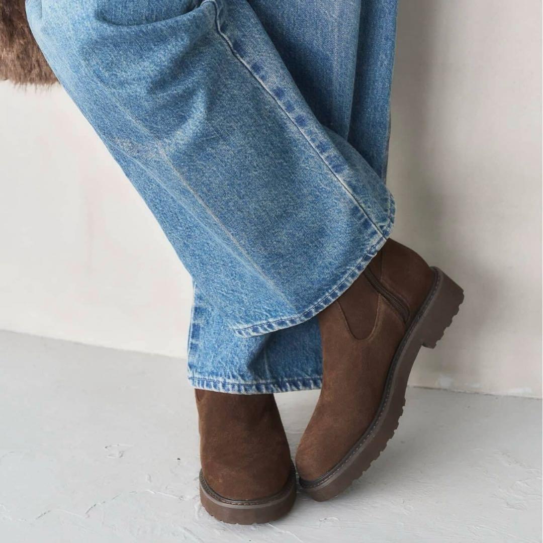 新品未使用ルタロン3.5㎝トラックソールフィットショートブーツMブラウン