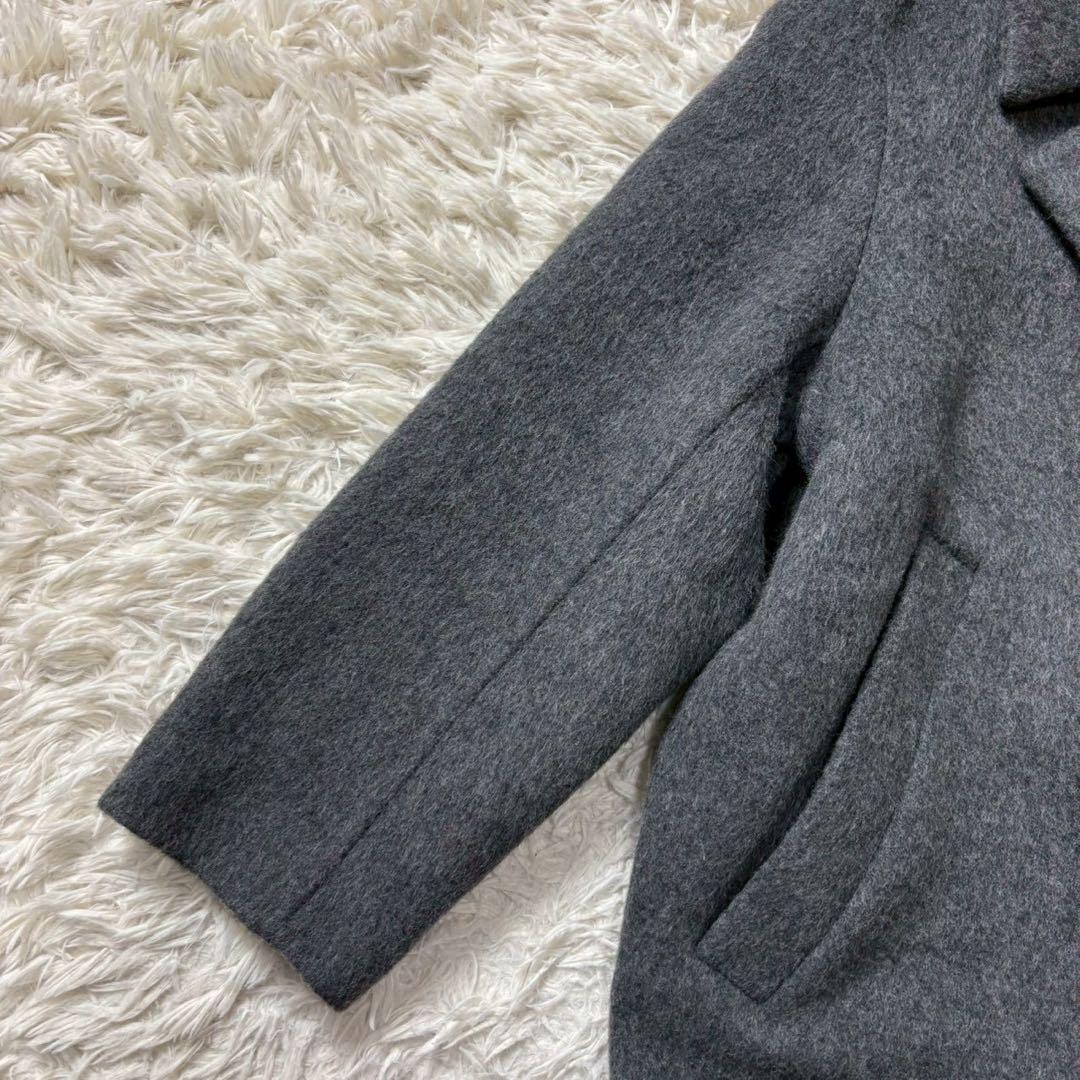 【未使用級】エンフォルド ウール リバーコート チェスター コクーン グレー×緑