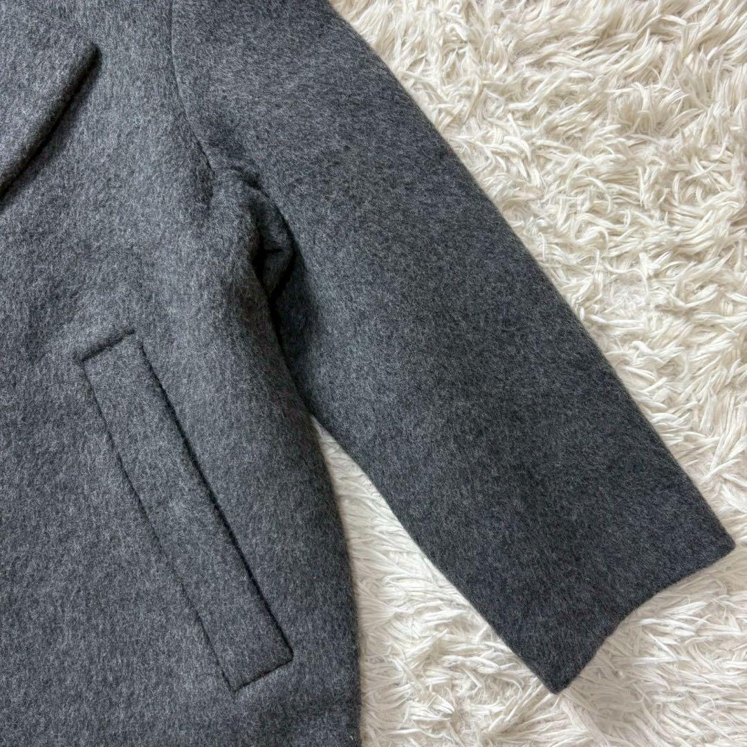 【未使用級】エンフォルド ウール リバーコート チェスター コクーン グレー×緑