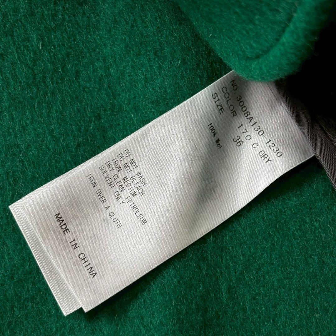 【未使用級】エンフォルド ウール リバーコート チェスター コクーン グレー×緑