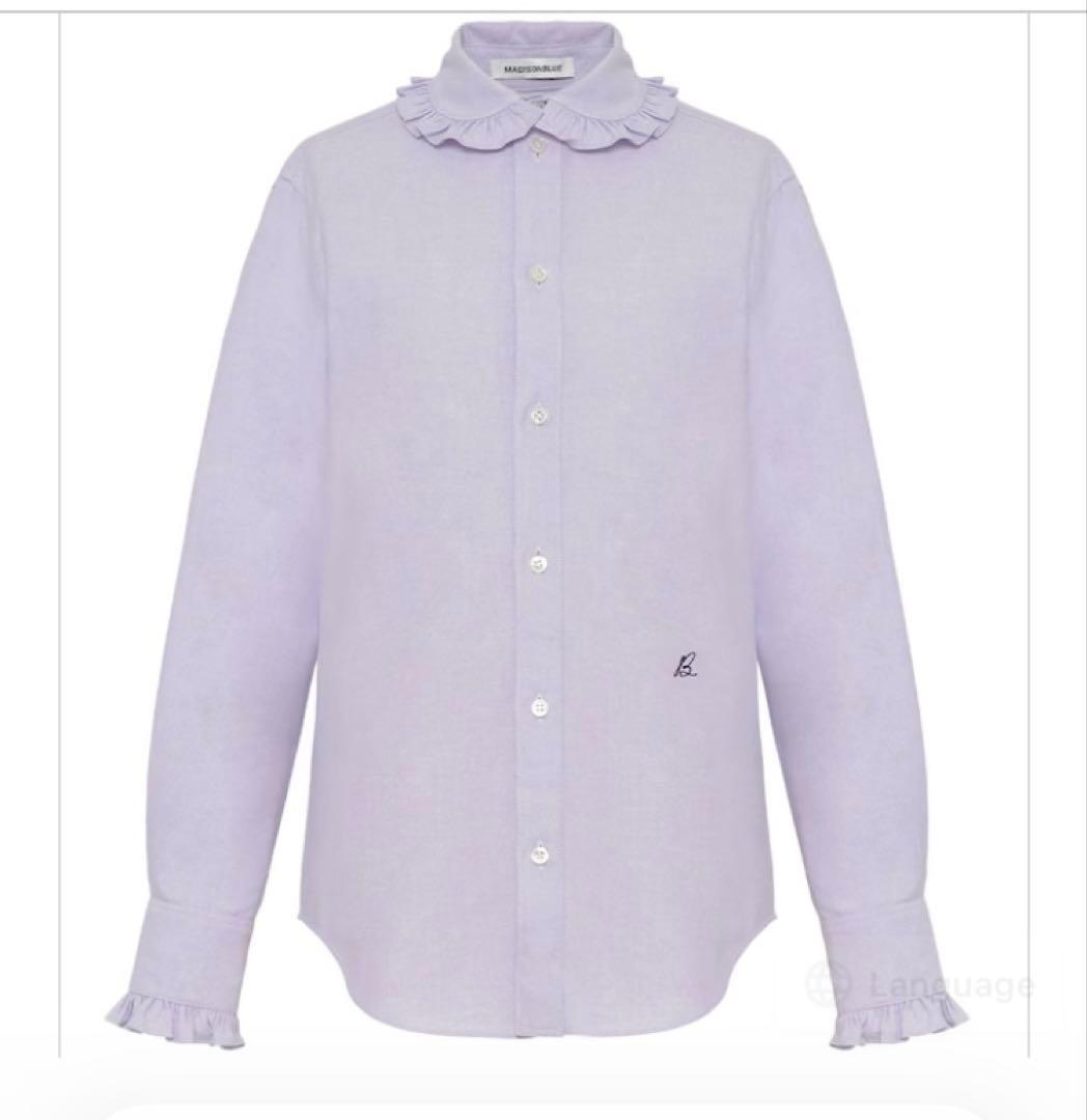 マディソンブルーラウンドカラーフリルシャツ02タグ付