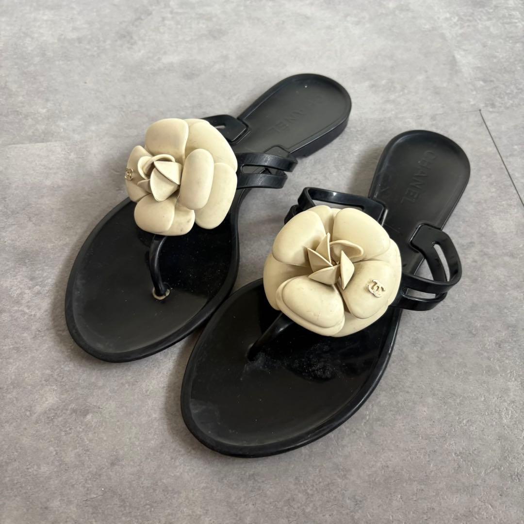 【美品❗️】CHANEL シャネル カメリア トングサンダル サンダル　37