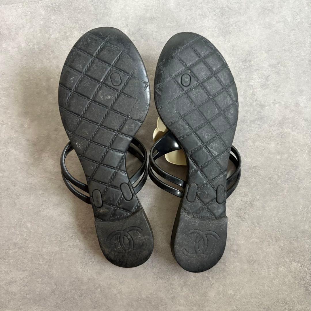 【美品❗️】CHANEL シャネル カメリア トングサンダル サンダル　37