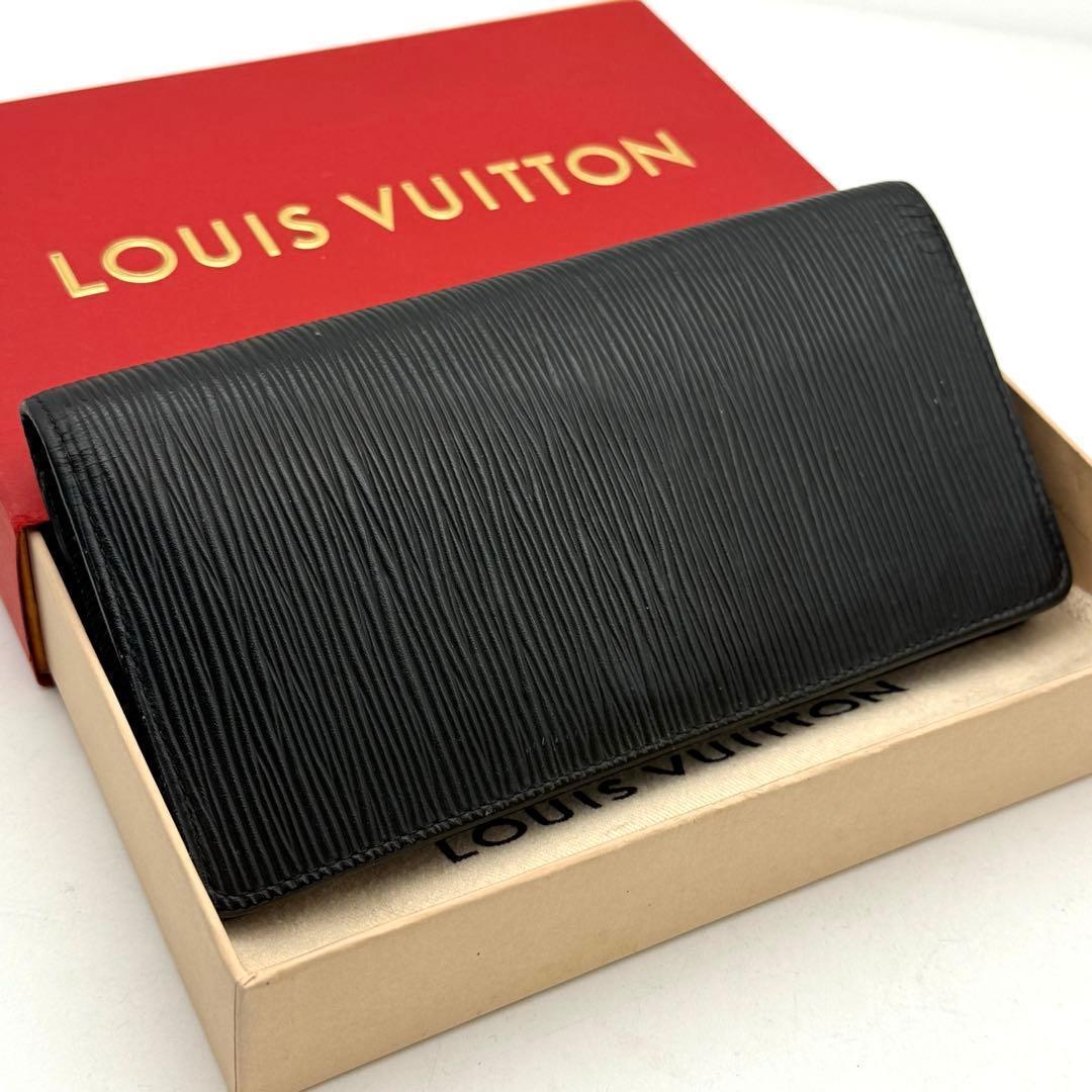 【美品】ルイヴィトン ポルトフォイユ ブラザ ノワール 黒 長財布 エピ
