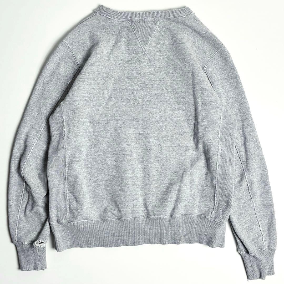 【美品】レミレリーフ/ダメージヴィンテージ加工スウェットシャツ/前V/両V/M