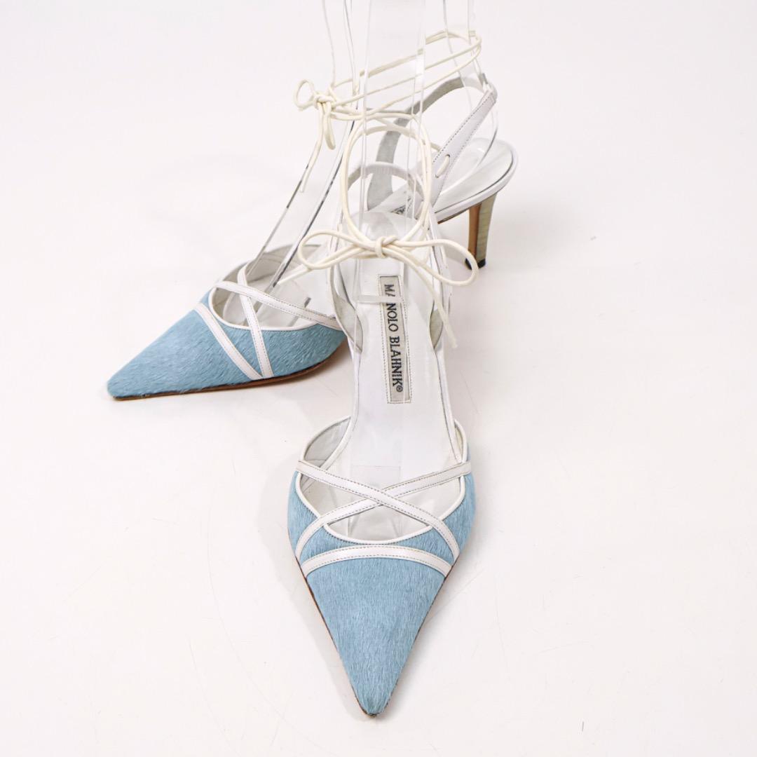 H3662-n2マノロブラニク　　ハラコ　バックストラップレースアップパンプス